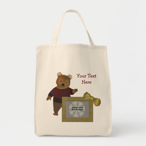 Cute Brown Bear Design Photo Tote Bag