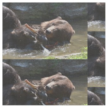 Cute Brown Bear Fabric by WildlifeAnimals at Zazzle