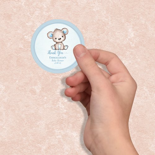 Cute Brown Bear For Boy Favor Thank You Classic Round Sticker