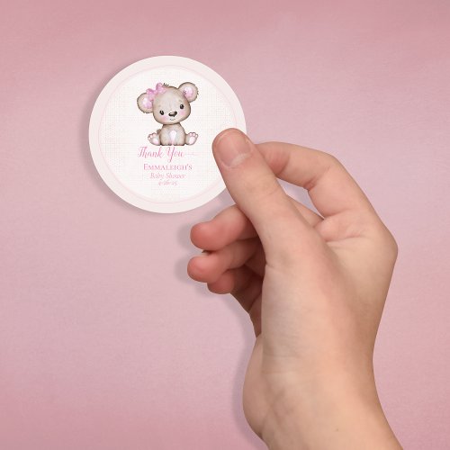 Cute Brown Bear For Girl Favor Thank You Classic Round Sticker