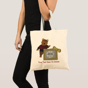 Cute Brown Bear Frame Personalized Photo Tote Bag