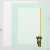 Cute Brown Bear Holding a Yellow Flower (Front/Back)