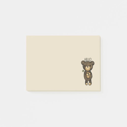 Cute Brown Bear Holding a Yellow Flower Post_it Notes