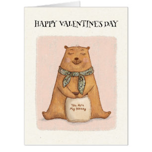 Cute Brown Bear Hug Love Valentine's Card