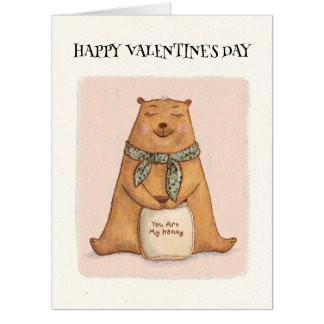 Cute Brown Bear Hug Love Valentine's Card
