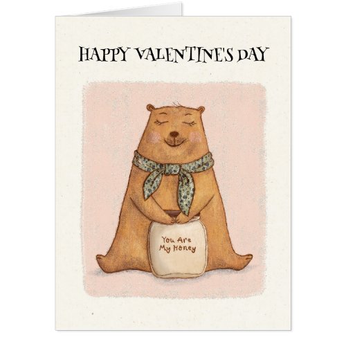 Cute Brown Bear Hug Love Valentines Card