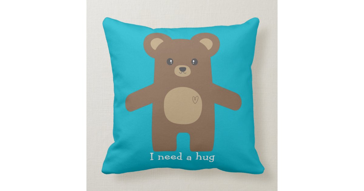 Cute Brown Bear Hug Throw Pillow | Zazzle.com