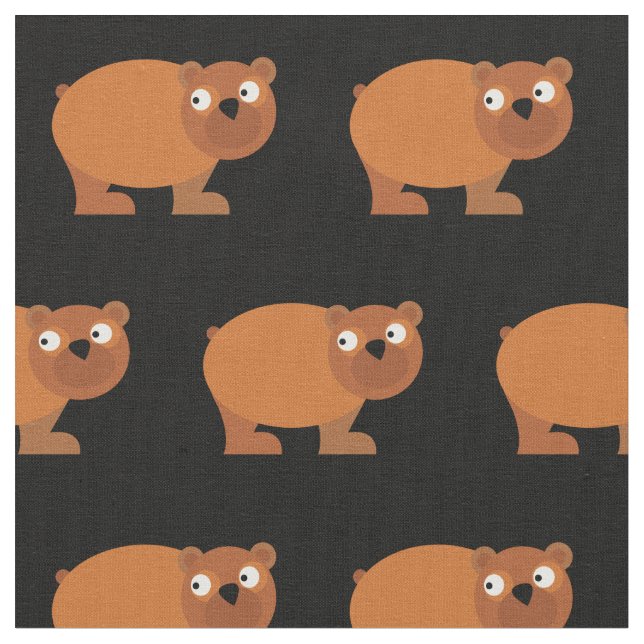 Cute Brown Bear Kid Baby Nursery Black Fabric (Close Up)