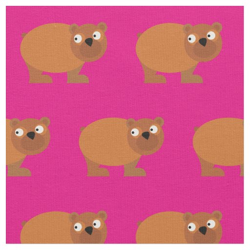 Cute Brown Bear Kid Baby Nursery Hot Pink Fabric
