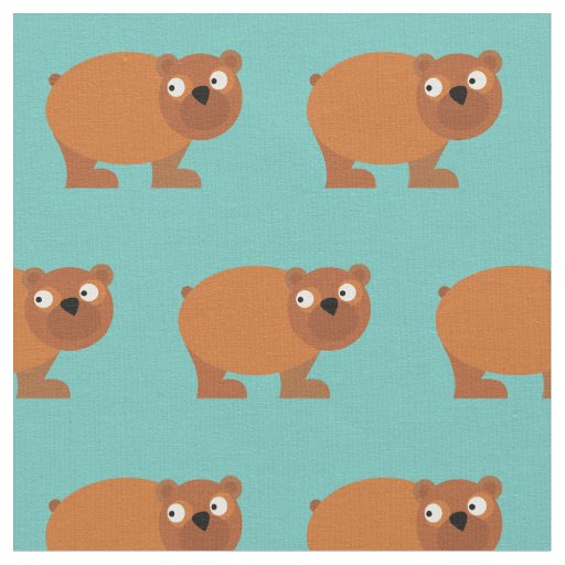 Cute Brown Bear Kid Baby Nursery Teal Fabric