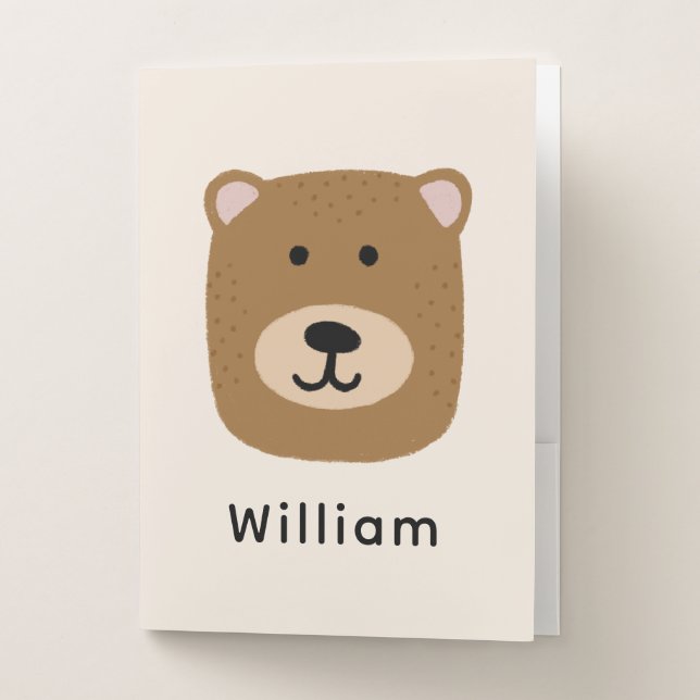 Cute brown bear kids pocket folder (Front)