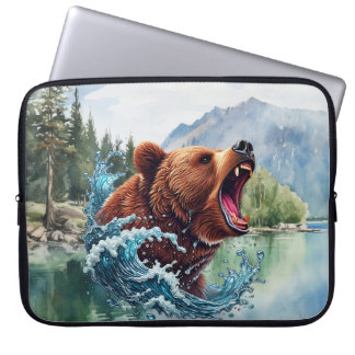 Cute brown bear lovers laptop sleeve