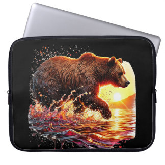 Cute brown bear lovers laptop sleeve