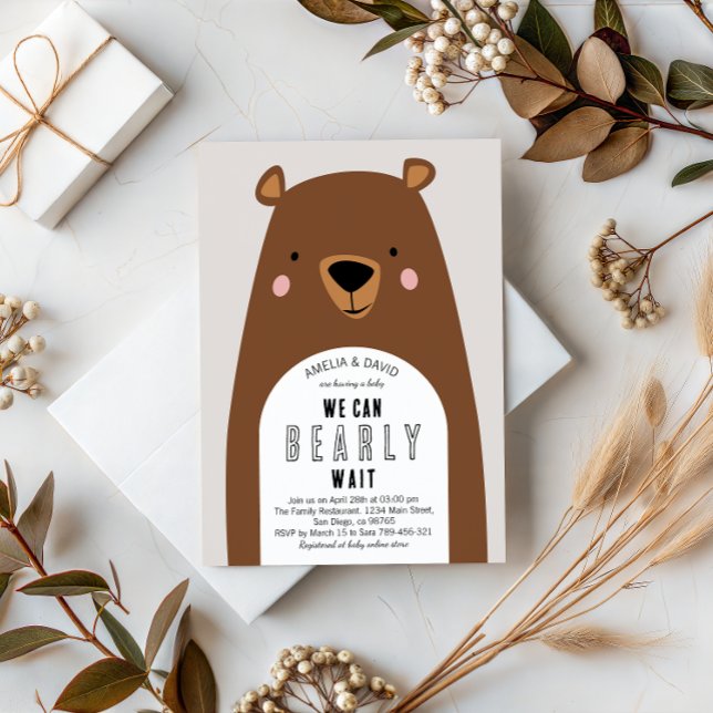 Cute Brown Bear Neutral Baby Shower Invitation (Creator Uploaded)