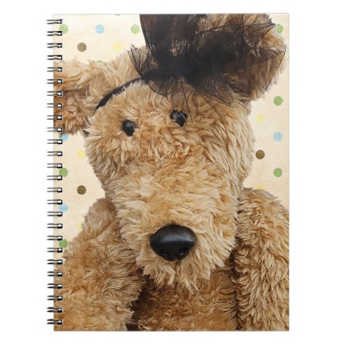 Cute Brown Bear On Polka Dots Notebook