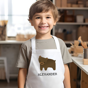 Cute Brown Bear Personalized Kids' Apron