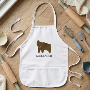 Cute Brown Bear Personalized Kids' Apron