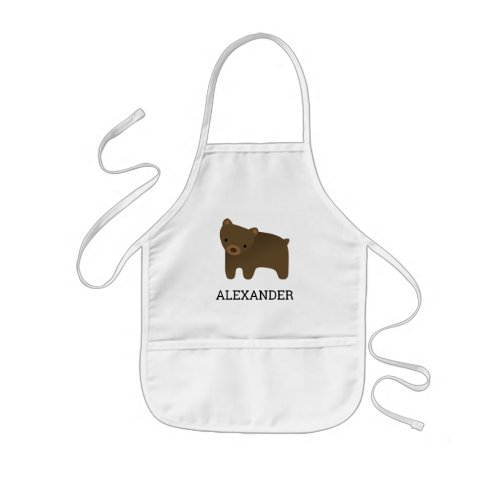 Cute Brown Bear Personalized Kids Apron