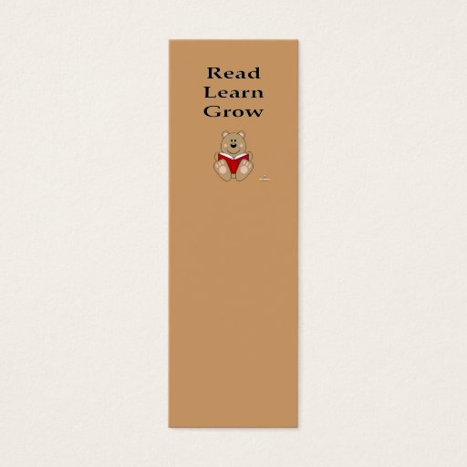 Customizable Cute Brown Bear Reading Read Learn Grow Bookmark Business Card