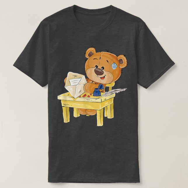 Cute brown bear sitting on a chair  T-Shirt (Design Front)