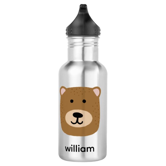 Cute brown bear stainless steel water bottle (Right)