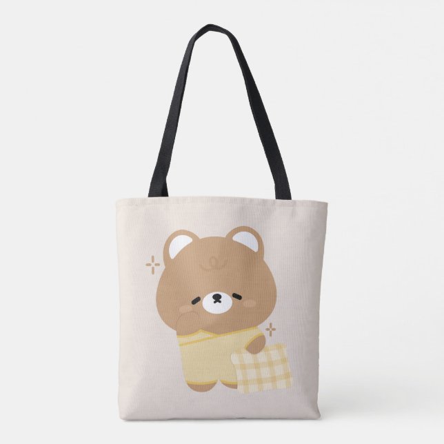 Cute Brown Bear Tote Bag (Back)