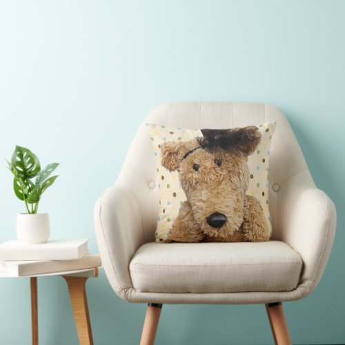Cute Brown Bear With Polka Dots Throw Pillow