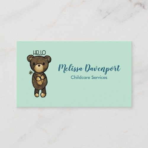 Cute Brown Bear with Yellow Flower Business Card
