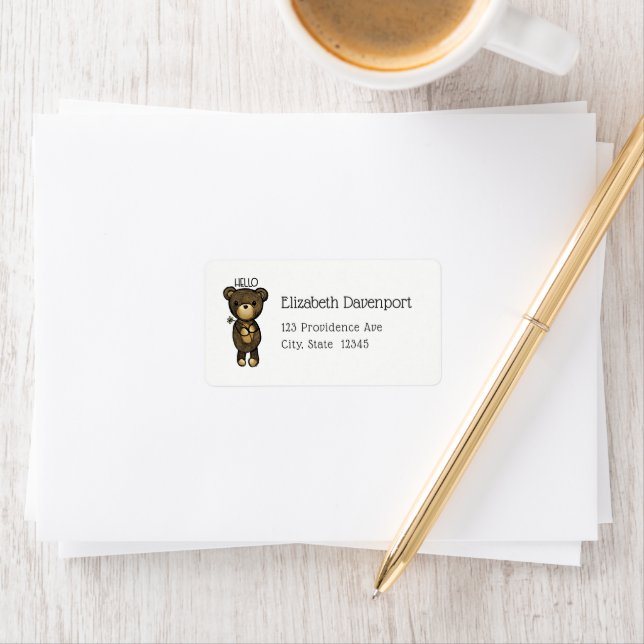 Cute Brown Bear with Yellow Flower Label (Insitu)