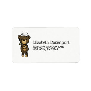 Cute Brown Bear with Yellow Flower Label