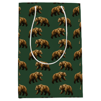 Cute Brown Bears Pattern Wrapping Paper Medium Gift Bag