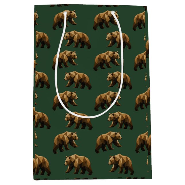 Cute Brown Bears Pattern Wrapping Paper Medium Gift Bag (Front)