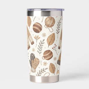 CUTE BROWN & BEIGE KNITTED WINTER CLOTHES INSULATED TUMBLER