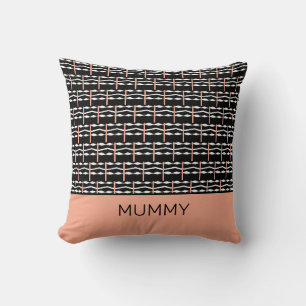 Cute Brown, Black and White African Pattern Mummy Throw Pillow