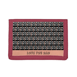 Cute Brown, Black and White Bold Squares Pattern Tri-fold Wallet