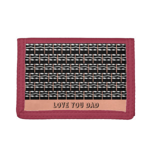 Cute Brown, Black and White Bold Squares Pattern  Trifold Wallet