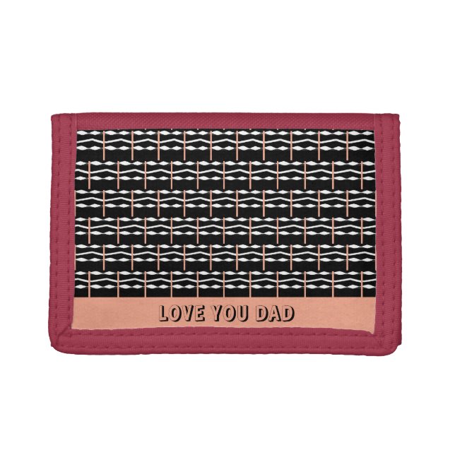 Cute Brown, Black and White Bold Squares Pattern  Trifold Wallet (Front)