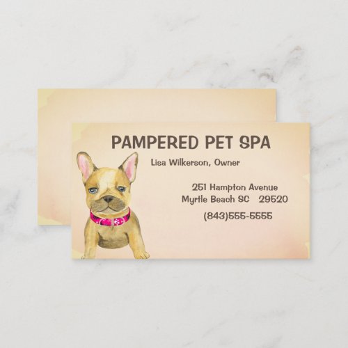 Cute Brown Bulldog Pet Groomer Business Card