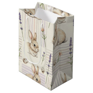 Cute Brown Bunny Colorful Pastel Easter Egg Medium Gift Bag
