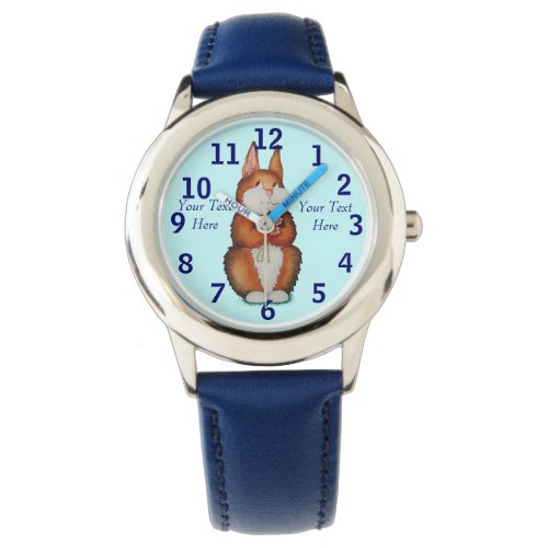 cute brown Bunny holding flowers illustration Watch