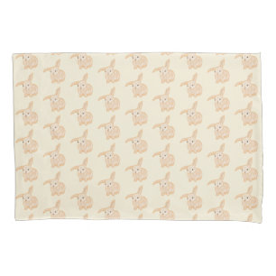 Cute Brown Bunny Rabbit - transparent on beige. Pillow Case