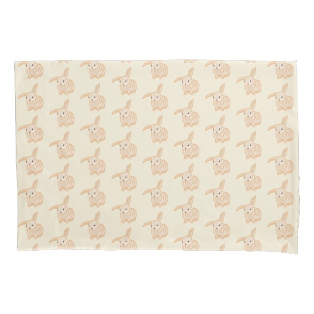 Cute Brown Bunny Rabbit - transparent on beige. Pillow Case (Front)
