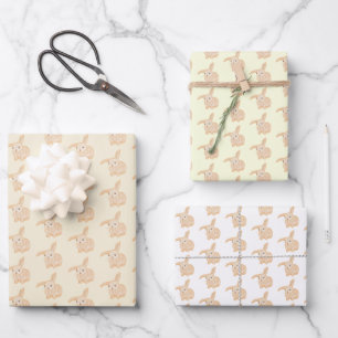 Cute Brown Bunny Rabbit - transparent patterns.   Wrapping Paper Sheets