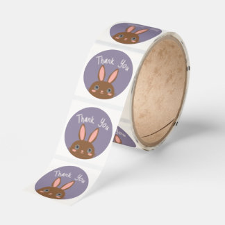 Cute Brown Bunny Thank You Small Business Birthday Classic Round Sticker