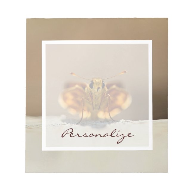 Cute Brown Butterfly With Name Notepad (Front)