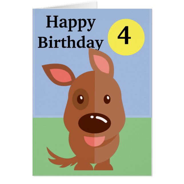 Cute Brown Cartoon Dog age Cards (Front)
