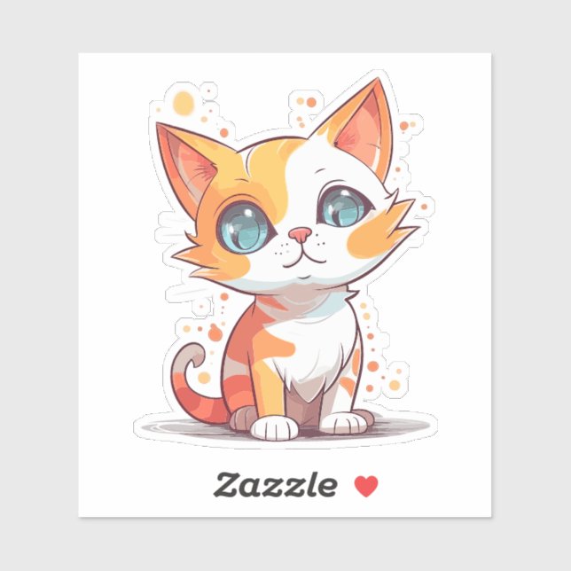 Cute Brown Cat Cartoon-57667 Sticker (Sheet)