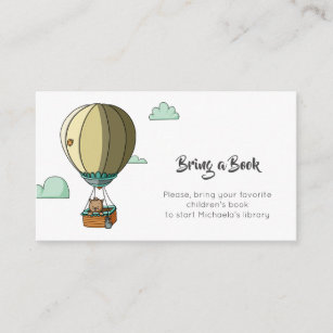 Cute Brown Cat in Hot Air Balloon Bring a Book Enclosure Card