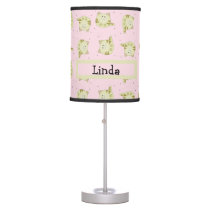 Cute brown cat pink pattern table lamp