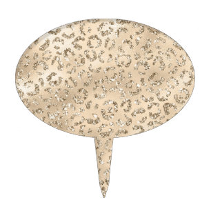 Cute brown Cheetah Leopard Skin Print Pattern Cake Topper